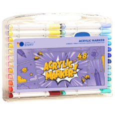 ENMY 丙烯馬克筆套裝80色，水性無毒快乾，高覆蓋多材質適用，兒童安心繪畫創作, 48個, 1套