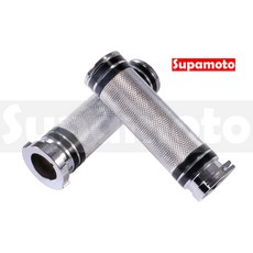 Supamoto 883 48 握把套 Sportster 哈雷改裝手把套 防滑耐磨 舒適握感 黑銀配色, 1個, 銀