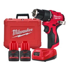 밀워키 M12 BLPDRC-252C 충전 해머드릴 12V 2.5Ah 고출력 배터리 2개 세트, 1개