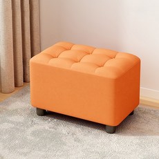 Arsjuo 현관 의자 원목 가죽 쇼파 풋 스툴, 1개, 오렌지