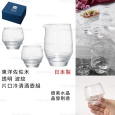 東洋佐佐木 片口冷酒器組 透明波紋清酒壺杯組, 1個