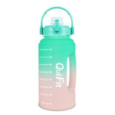 QUIFIT 彩色刻度運動水壺, 綠桃粉色, 2.2L