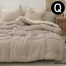 구니스토어 순면 차렵이불 세트 Q 브라운 알러지완화보조 쾌적수면환경 아이침실적합