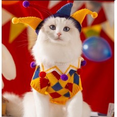 寵物馬戲團小丑毛衣 秋冬保暖可愛, 1個, 洛克黃+帽子,L【建議8-11斤】