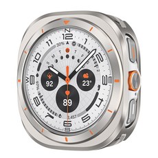 갤럭시워치8 울트라 2025 호환 티타늄 메탈 풀커버 보호 케이스 전면 후면 측면 베젤스킨 47mm, 티타늄/오렌지, 1개