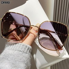 DFMEI 新款墨鏡女感顯臉小太陽鏡潮流亮邊開車遮陽眼鏡