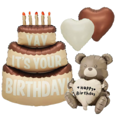 파티에진심인사람들 하트베어 생일풍선세트 파스텔톤 생일파티 하트풍선 곰풍선 홈파티