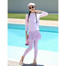 여아 중대아 긴팔 투피스 수영복 중학생 전문 훈련용