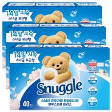스너글 건조기용 드라이시트 블루스파클 플러스, 40개입, 3개