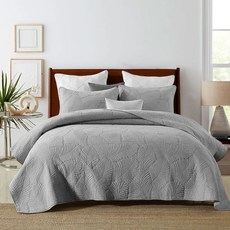 침대 전체 덮개 이불 유럽식 여름용 꽃병 침구, 그레이 작은 잎사귀