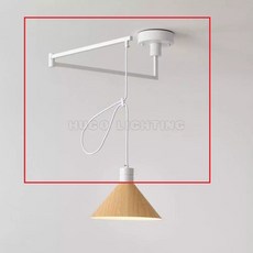 雨果燈飾 搖臂式木紋閱讀吊燈 書房燈桌燈, 僅移位神器的燈架 無燈罩,黑色燈架 手臂90cm 高度131cm