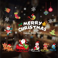 mamabao 聖誕節靜電貼 聖誕老人玻璃櫥窗裝飾 聖誕佈置 玻璃窗貼, 聖誕靜電貼-HYC-91