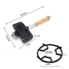 캠핑 토스트만들기 다기능 핫도그 크로플 간식 샌드위치, 오일 브러시 포함 + 주철 가스레인지 스탠드, 기본 색상