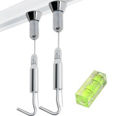 마이토우 레일 액자걸이 와이어 2M 단품 수평계 포함, 2개, 플래티넘 실버