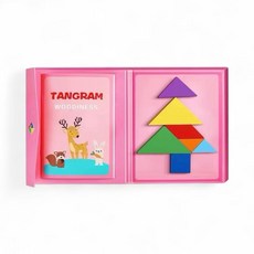 WOODINESS 七巧板，兒童益智玩具，幾何圖形拼圖，激發創造力, 粉色, 1個, 1人