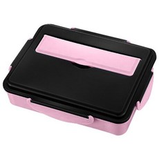 304不鏽鋼 五格密封餐盤便當盒 25.5x20.5x5cm 帶湯匙/筷子/湯碗, 粉色, 1組