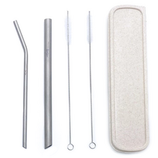 純鈦吸管組 含清潔刷及收納盒, 5個, 1套