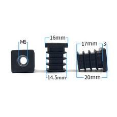 10 또는 5PCS M5 M6 M8 너트 구멍이있는 플라스틱 사각 파이프 플러그 블랭킹 엔드 인서트 커버 가구 다리 피트 튜브, 16mm M6 10pcs A