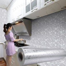 廚房防油貼紙 防水防潮耐高溫 自粘防火牆麵竈臺櫥櫃加厚鋁箔紙, 1個, 蔓藤花紋,60寬*3米