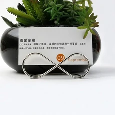 비즈니스 카드홀더 테이블 번호 홀더 그림 카드 디스플레이 스탠드 사진 클립 종이 클램프 스탠드 파티 웨, 03 Silver