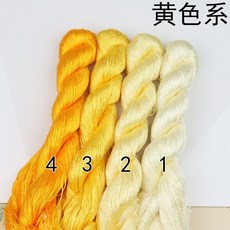 臺南出貨 絨花蠶絲線 無捻絲線 纏花手工製作 刺繡花線 650, 黃色係,每色40米 小份裝