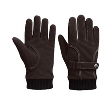 URBAN BUCK 남성용 양가죽 오토바이 장갑 - 터치 스크린 조절 가능한 손목 스트랩 및 니트 커프 따뜻한 겨울 앨런 라이딩 장갑 블랙 (M), XX-Large, Black - Driving Gloves