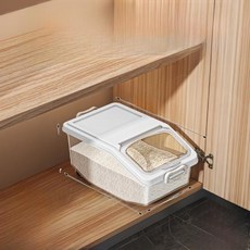 쌀 보관통 주방 위생용기 등급 보관함 습기 방지 곡물 통 북유럽 스타일 플라스틱 보관 용기, 5)투명 화이트 - 용량 7.5kg- 계량컵 증정