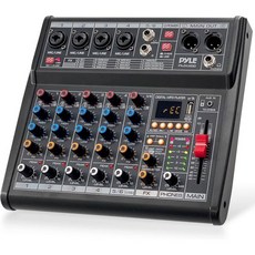 Pyle 파일 Professional 블루투스 DJ 오디오 믹서 6채널 컨트롤러 사운드 DSP 16개 프리셋 효과 USB 인터페이스 4개 XLR 마이크 라인 입력 AUX FX, Pyle 파일 Professional 블루투스 DJ 오