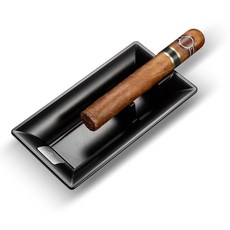 CIGARLOONG 금속 시가 재떨이 모던 직사각형 듀얼 받침대 포함 - 세련되고 기능적인 남성용 액세서리 선물(실버), 블랙