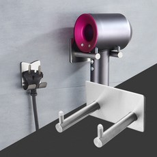 約翰家庭百貨 304不鏽鋼吹風機架 免打孔掛架 附插頭收納架, 1個