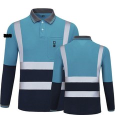 작업복 반팔 건설 유니폼 스카치 산업용, 구멍 블루 스펠링 블루 (긴 소매 포켓 포함)