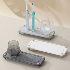 아르앤유 공중부양 4발 스탠 받침 마블 규조토 트레이 젠다이 건조대, 1개, 다크그레이