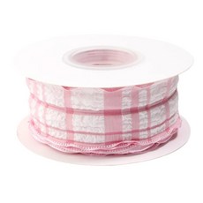 야드 폴리 에스터 유선 가장자리 리본 버블 그리드 공예 공급 의류 꽃다발 장식 선물 포장, 1개, 7. Pink