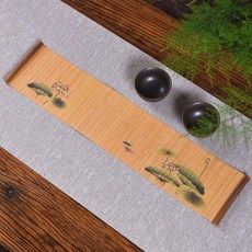 印花竹絲茶席 映日荷花 30*175cm, 1個, 映日荷花竹茶席,30*60