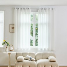 커튼콜 비침없는 밀크쉬폰 아일렛형 창문커튼 2p/작은창커튼/선착순 체험특가중