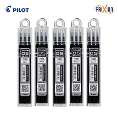 파이롯트 프릭션 지워지는 노크 볼펜 흑색 리필심 세트, 0.5mm 리필 흑색(3개입) 5개 세트