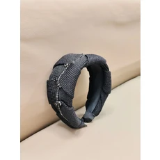 새로운 니트 두꺼운 와이드 레트로 헤어밴드 세안용 회색 머리 덮개 레이지 스타일 다용도 민족 예술 빈티, 02 검정색