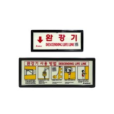 KFI인증 완강기 표지판 세트 (완강기+사용 설명 가로형), 1세트