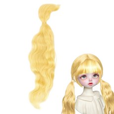 인형 머리카락 번들 모헤어 컬리 헤어 DIY BJD 액세서리 긴 곱슬 머리 재료, 1개, 옐로우 490