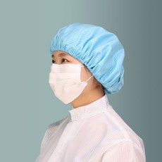 DH C-3 방진모자 제전모 무진모 (미얀마산) 1pc제약 바이오 식품 전기전자 등 청정관리구역 전용, 화이트, 1개