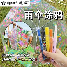 手工繪畫透明傘DIY塗鴉套裝，兒童手繪雨傘，創意美術繪畫材料包, 雨傘可畫彩金,1.0細桿【裏裏外外都可畫亮亮晶的】, 1個