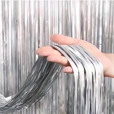 파리스 데코 수술 파티커튼, 4개, 새틴실버