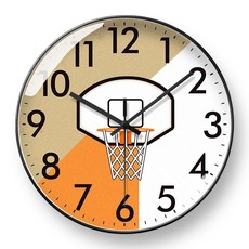 籃球掛鐘運動訓練營石英鐘表教學教室體育館培訓電波鐘自動對時鐘, 1個, 電波鐘自動對時BF1290-H黑框,10英寸