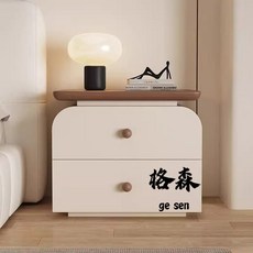 【格森】免安裝中古奶油風床頭櫃 極簡現代高級感收納儲物臥室床邊櫃, D25【高密框架+實木抽屜】黑色+白色,兩抽35*40*46, 1個