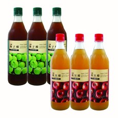 台灣水果醋禮盒 (蘋果醋 梅子醋) 600ml，天然釀造，健康飲品，開胃解膩，促進新陳代謝, 6個, 600ml