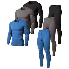 AMERICAN HEAVEN 남성용 베이스 레이어 보온 속옷 세트 | 100% 면 긴소매 상의 및 바지 멀티 팩 3세트 (6개) - 블랙 오트밀 화이트 스몰_154760, 3세트 (6개) 데님, 블랙, 차콜