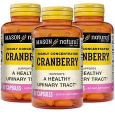 MASON NATURAL 크랜베리 고농축 900mg 3개월 분량 항산화 및 면역 건강 건강한 요로 지원 3팩, 1개, 60