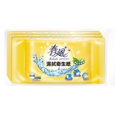 春風 濕拭衛生紙 茶樹香 銀離子 大尺寸, 3個, 40抽