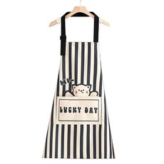 다용도 심플 포켓 주방 카페 미술용 앞치마, 1개, 고양이 (세로 무늬있음)