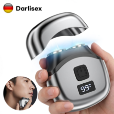 Darlisex 남자 전기면도기 휴대용 면도기 6중날 C타입 충전식 미니 쌍두전기면도기, 그레이, S262